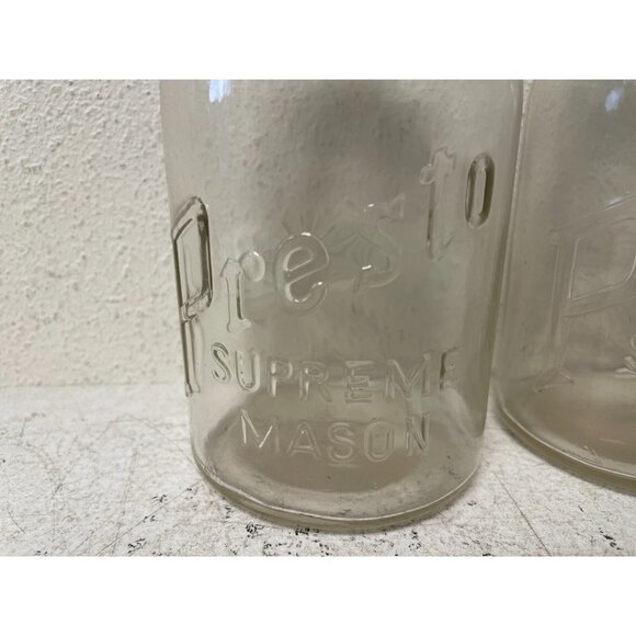 2 Vintage PRESTO SUPREME CLEAR QT Jar RARE PRESTO GLASS INSERT+BUTTERFLY LID - Picture 2 of 6